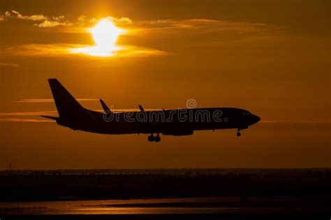 Plane On Sunset Stock Photo Image Of Landing Airport 143016576