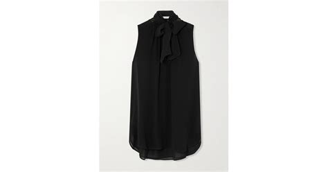 Max Mara Mela Pussy Bow Silk Chiffon Blouse In Black Lyst