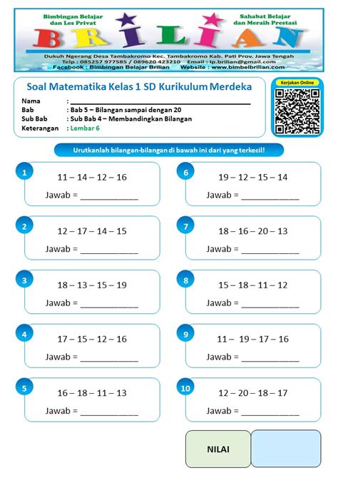 Contoh Ptk Sd Kelas Matematika Soal Persiapan Uts Matematika Kelas