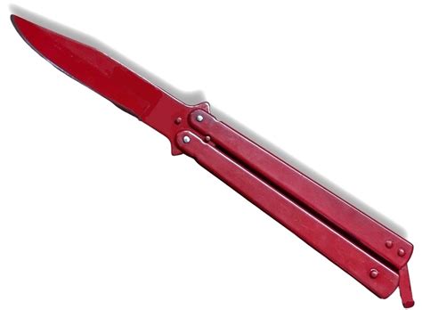 Couteau Papillon Balisong 22cm Rouge De Rue Couteaux Papillons