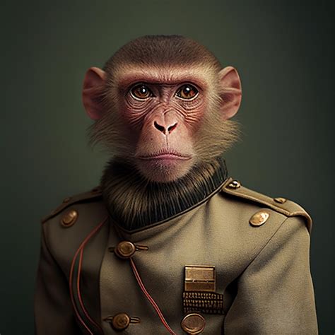Premium AI Image | Realistic lifelike monkey in army military navy outfits