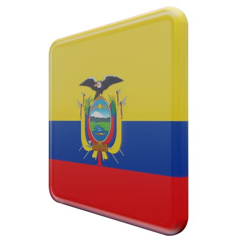 Ecuador Right View 3d textured glossy square flag 10869381 PNG