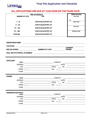 Fillable Online Final Plat Application And Checklist City Of Lenexa