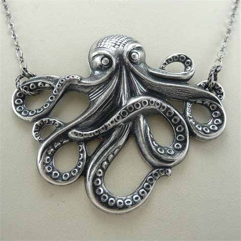 Antique Silver Octopus Necklace