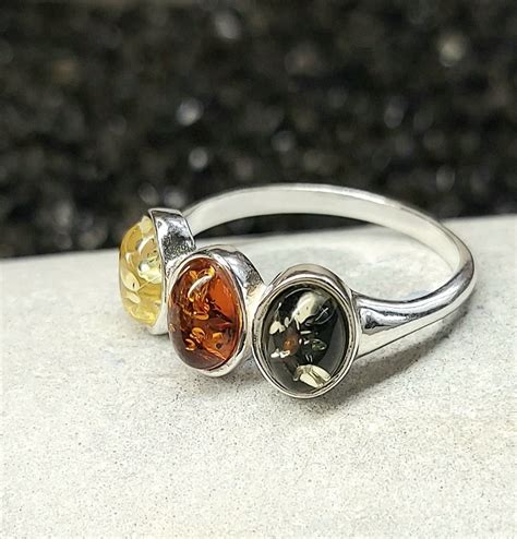 MIXED BALTIC AMBERS Sterling Silver Ring Variety Sizes Etsy