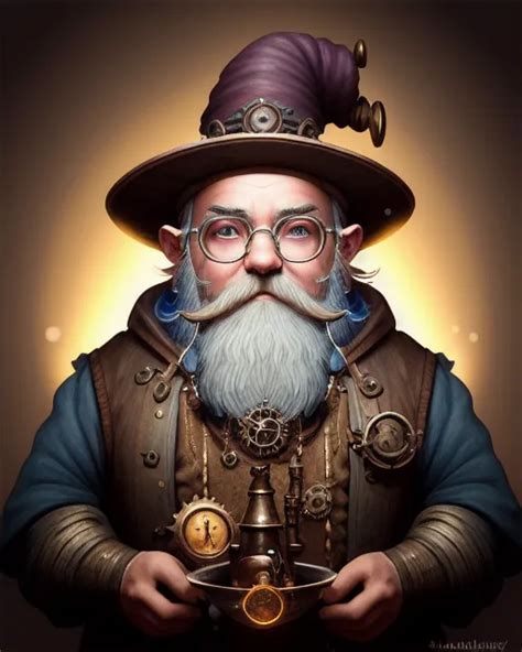 Closeup Old Steampunk Gnome Alchemist Ai Photo Generator Starryai