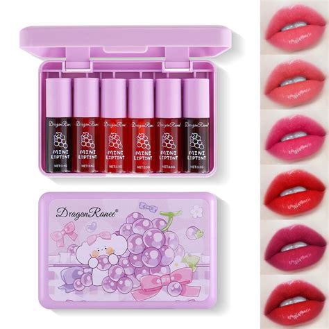 Amazon.com : 6 Colors Lip Tint Stain Korean Lip Gloss, Matte Velvet Lip ...