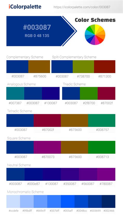 Pantone 287 C Color | Hex color Code #003087 information | Hsl | Rgb ...
