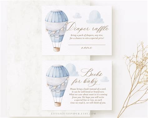 Editable Blue Hot Air Balloon Baby Shower Invitation Template With Boy Baby Shower Invite