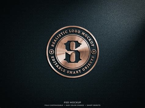 premium psd beautiful bronze metallic logo mockup design