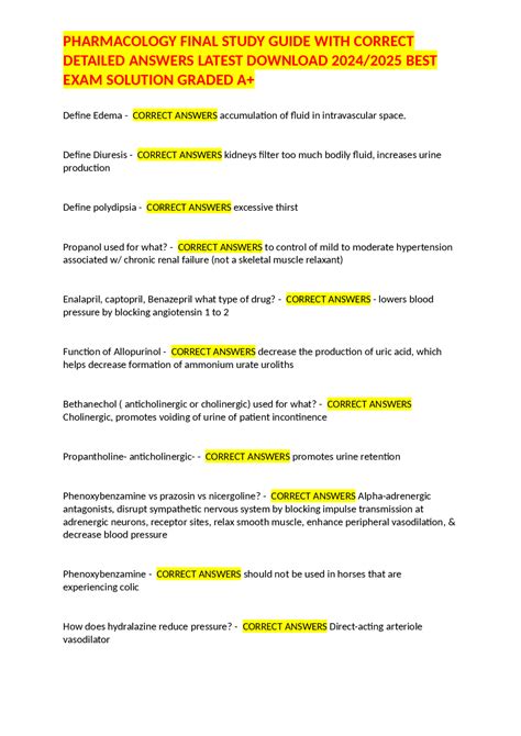 Study Guide Answers To Elsevier Pharmacology
