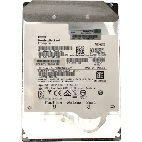 HGST 10TB 3.5" SATA 6G 7.2K HDD Festplatte HUH721010ALE604 PN 0F27472 ...