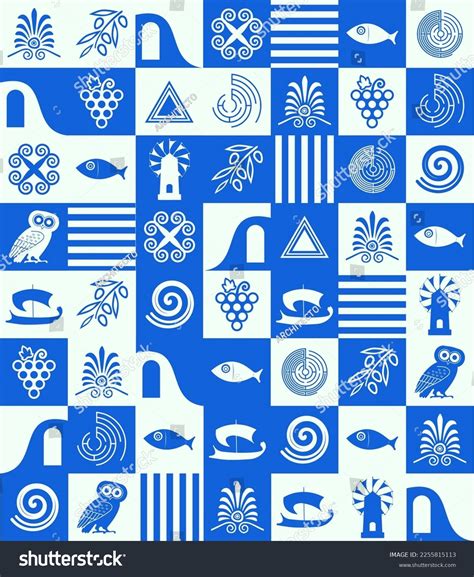 Greek Pattern Square Tiles Set Traditional Stock Vector Royalty Free
