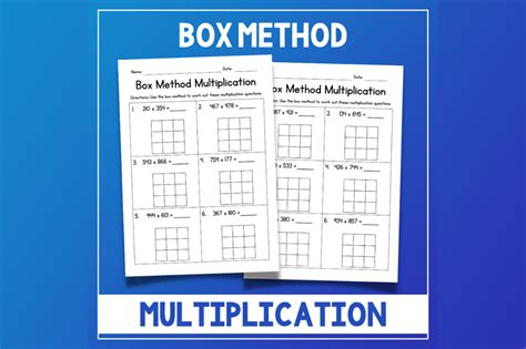 Box Method Multiplication Worksheets Pdf Printable Worksheets