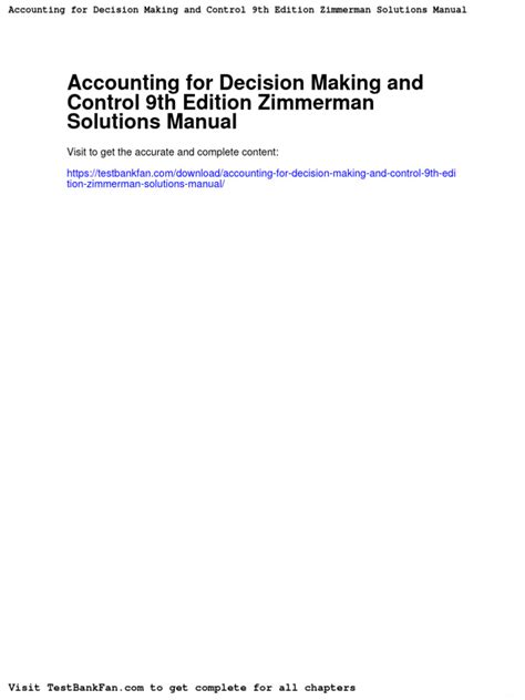 Dwnload Full Accounting For Decision Making And Control 9th Edition Zimmerman Solutions Manual