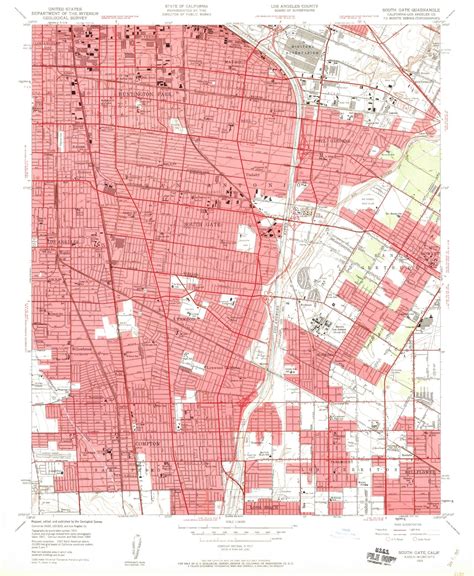 Classic Usgs South Gate California 75x75 Topo Map Mytopo Map Store