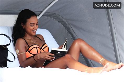 Karrueche Tran Wearing A Red Bikini In Miami Aznude