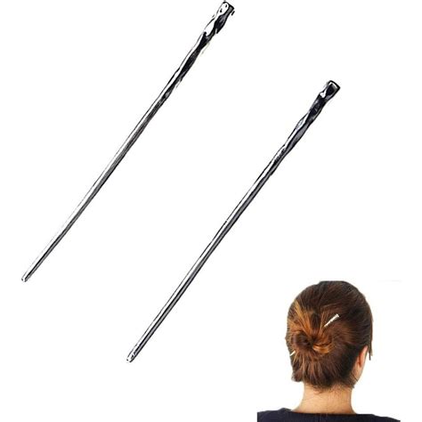 Juego de 2 palillos chinos plateados para el cabello, accesorios