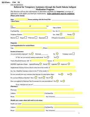 Fillable Online State Sd South Dakota Indigent Medication Program