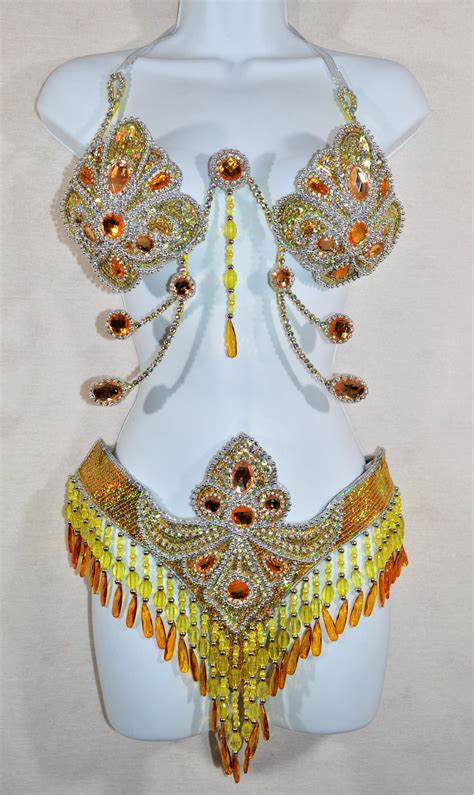 Brazilian String Belly Dance Rio Carnival Samba Lux Bikini Costume Waistband Bra Cabaret Show