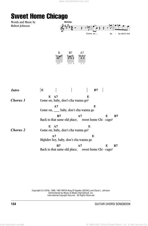 Johnson Sweet Home Chicago Sheet Music For Guitar Chords