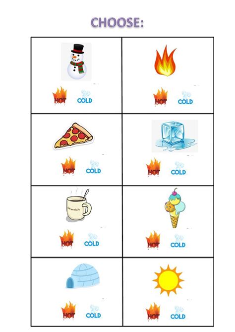 Hot Cold Worksheet Artofit