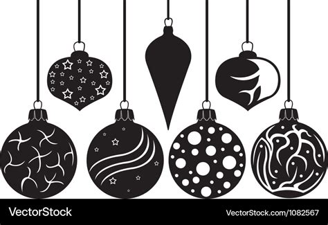 Christmas Ornaments Vector Black And White