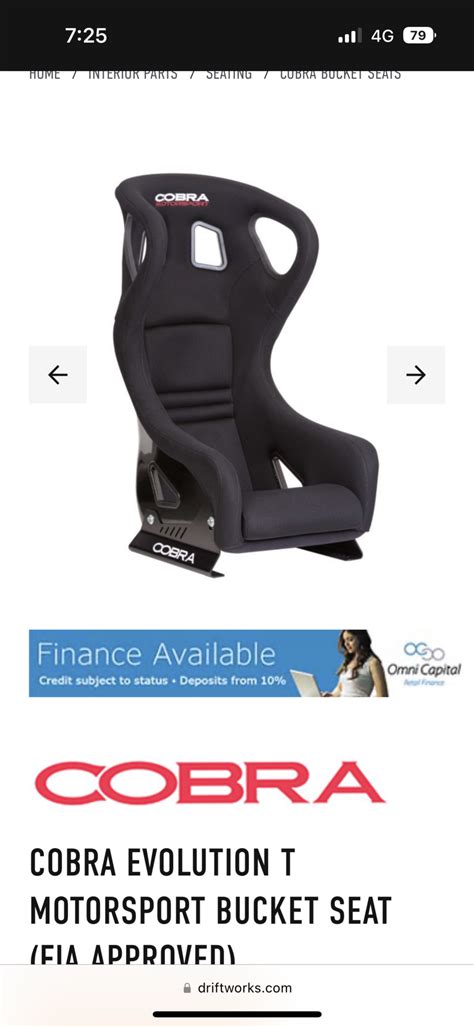 For Sale Cobra Evolution T Seat Driftworks Forum
