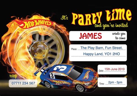 Invitaciones De Hot Wheels Personalizadas