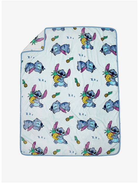 Disney Lilo Stitch Sleepy Stitch Pineapples Throw Blanket Hot Topic Lilo And Stitch