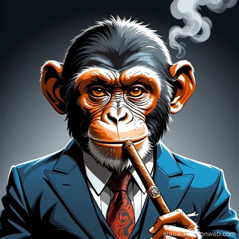 Monkey Cigar Smoking Scene Stable Diffusion Online