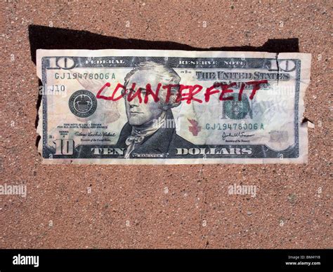 A Clearly Marked Counterfeit Ten Dollar Bill Stock Photo Royalty Free