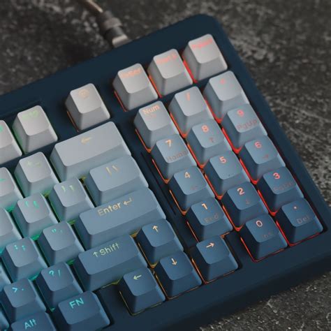fog blue gradient keycaps oem profile backlit transparent keycap pbt