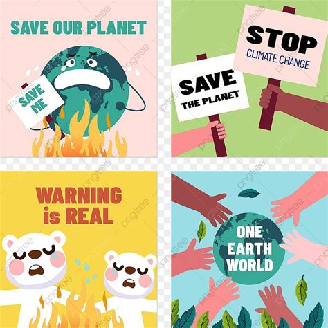 Cartoon Style Template For Climate Change And Environmental Protection