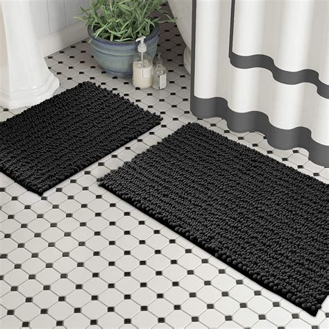 Zebrux Non Slip Thick Shaggy Chenille Bathroom Rugs Bath Mats For