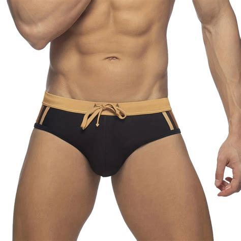 Kpoplk Mens Vintage Swim Briefs Sexy Bikini Swimwear Quick Dry Retro Swimsuit With Print Black S