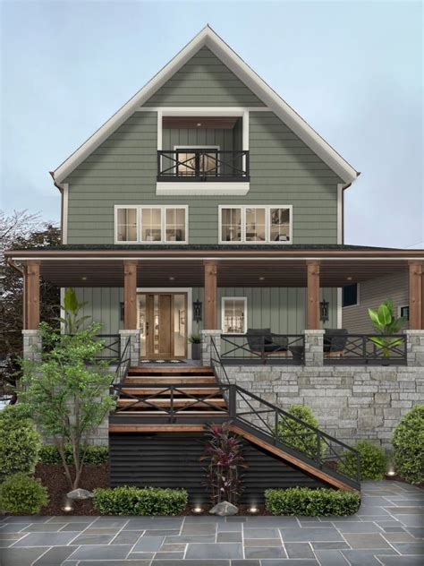 Green Craftsman Exterior Green Exterior House Colors Farmhouse Olive