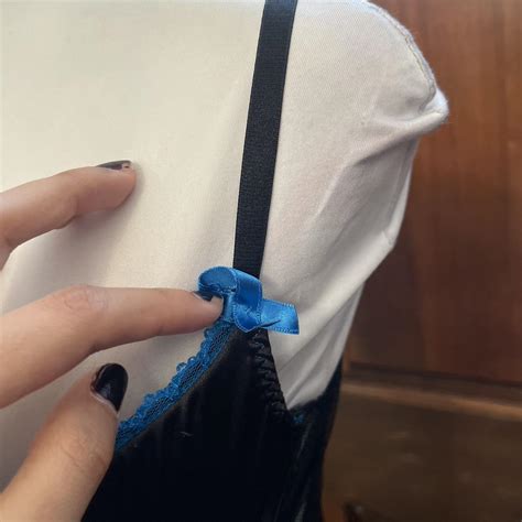 Black Blue Lingerie Mesh Top With Bow Detail Depop