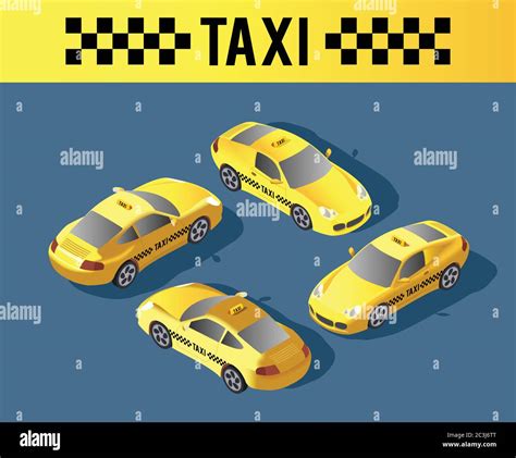 Yellow Sedan Car Taxi Transport Service Infographics And Game Design