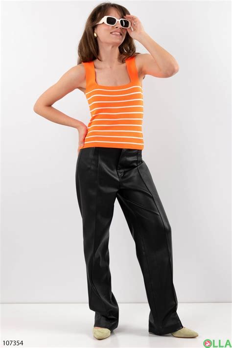 Женская оранжевая трикотажная майка в полоску И-1211-2 - купить ...