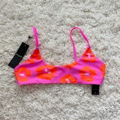 Triangl Women S Pink And Orange Bikini And Tankini Tops Depop