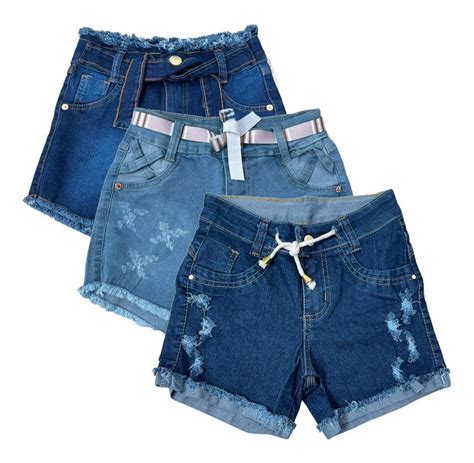 Short Infanto Juvenil Feminino - Kit Com 2 Shorts Jeans Infanto Juvenil Feminino Princesinha ...