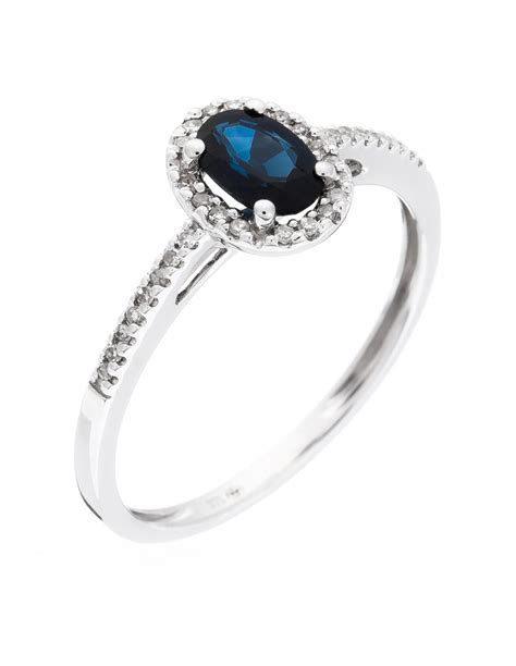 Bague Or Blanc Royal Blue Diamants Ct Saphir