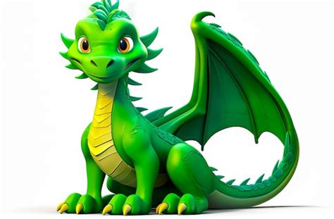 Premium Photo Green And Yellow Dragon Sitting On Top Of White Floor Next To White Wall