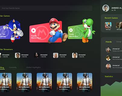 game dashboard behance