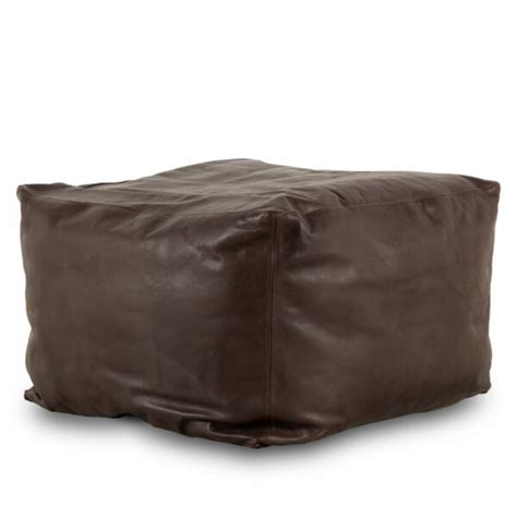 Brown leather pouf Buffy.