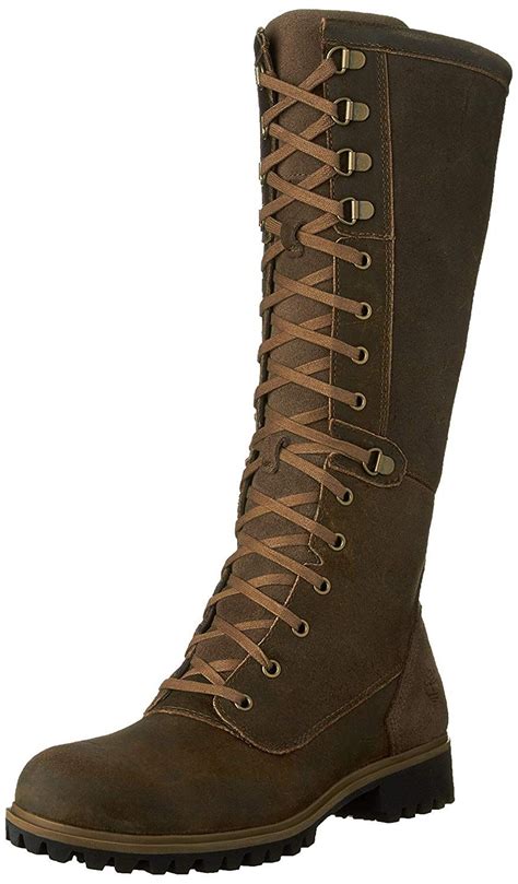 Timberland Womens Wheelwright Tall Lace Waterproof Boot Dark Brown Suede Boots Snow Boots