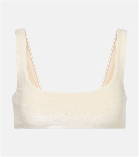 Rounded Edges Terry Bikini Top In Beige Jade Swim Mytheresa