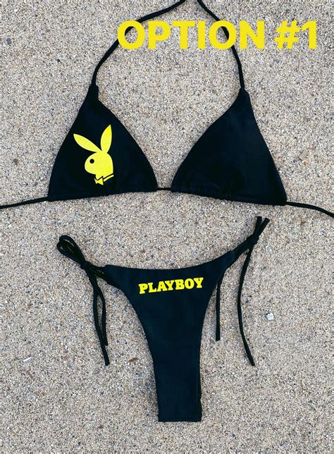 Sexy Juego De Bikini Playboy Conjunto De Bikini Ajustable Etsy