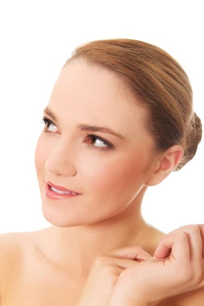 Premium Photo Close Up Of Naked Woman Against White Background